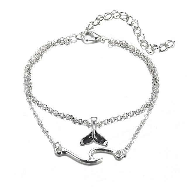 Bohemian Ocean Wave Whale Tail Anklet
