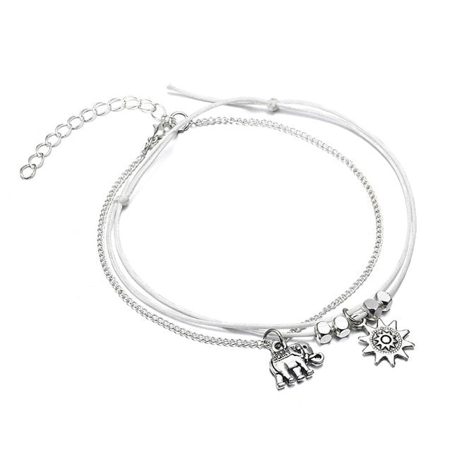 Layered Anklets Women Heart Gold Ankle Bracelet