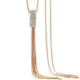 Rhinestone Statement Tassel Long Necklace Women Pendants