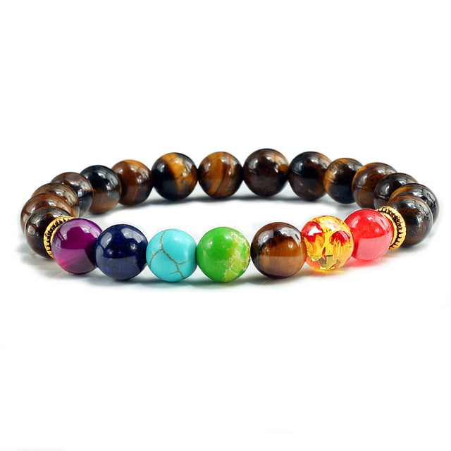 Natural Stone Tiger Eye 7 Chakra Bracelets & Bangles