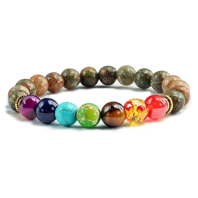 Natural Stone Tiger Eye 7 Chakra Bracelets & Bangles