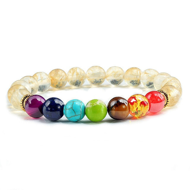 Natural Stone Tiger Eye 7 Chakra Bracelets & Bangles