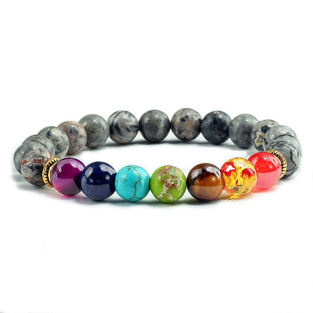 Natural Stone Tiger Eye 7 Chakra Bracelets & Bangles