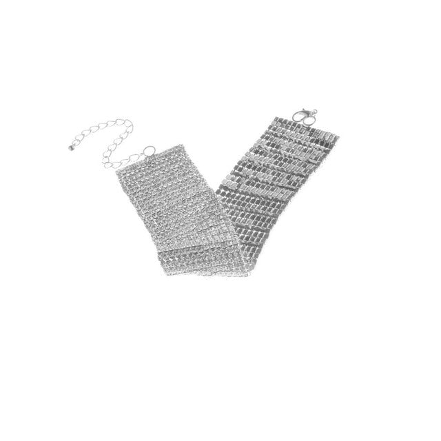 Ztech 14 Rows Crystal Wide Ankle Chain Bracelet
